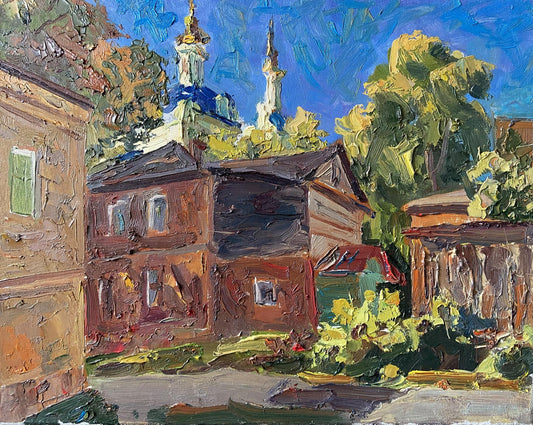 Oil painting Old courtyard Gaponchenko Ivan Ivanovich