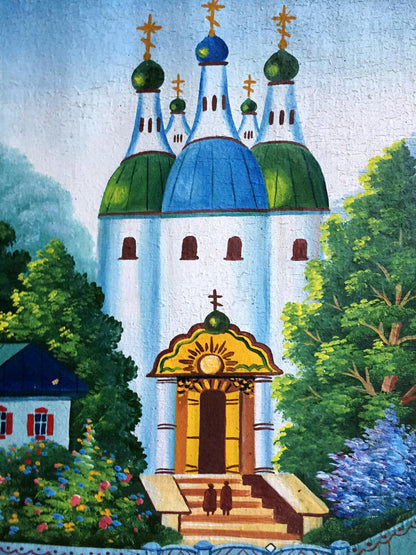 Oil painting To the church