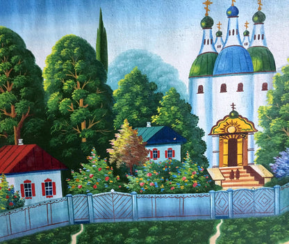 Oil painting To the church