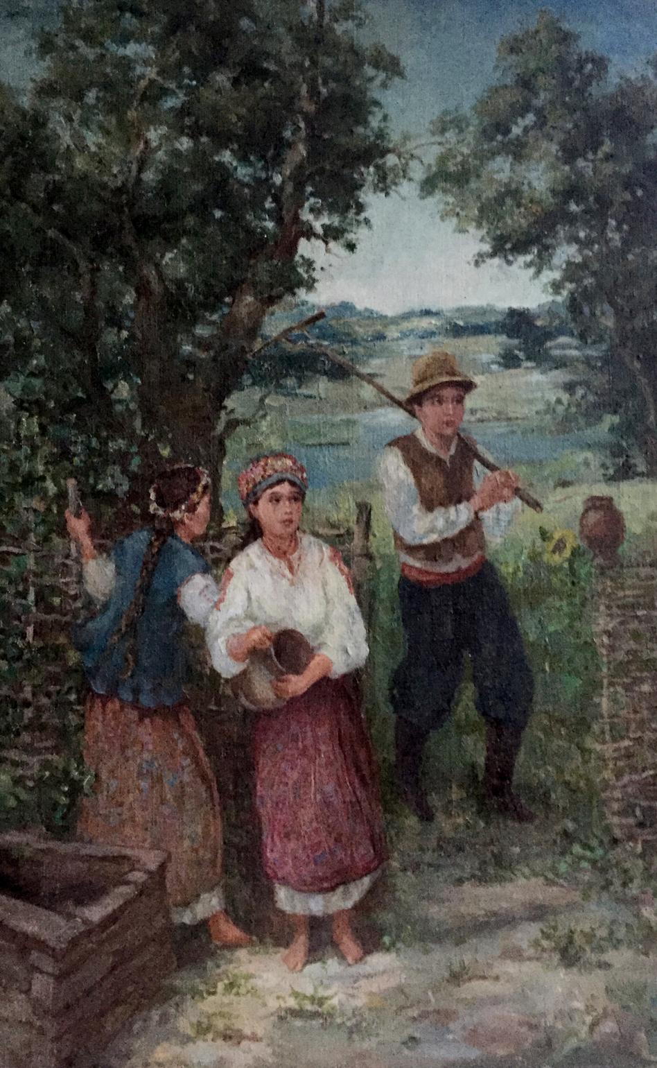 Oil painting Copy of the picture (girl and guy)