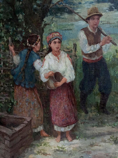 Oil painting Copy of the picture (girl and guy)