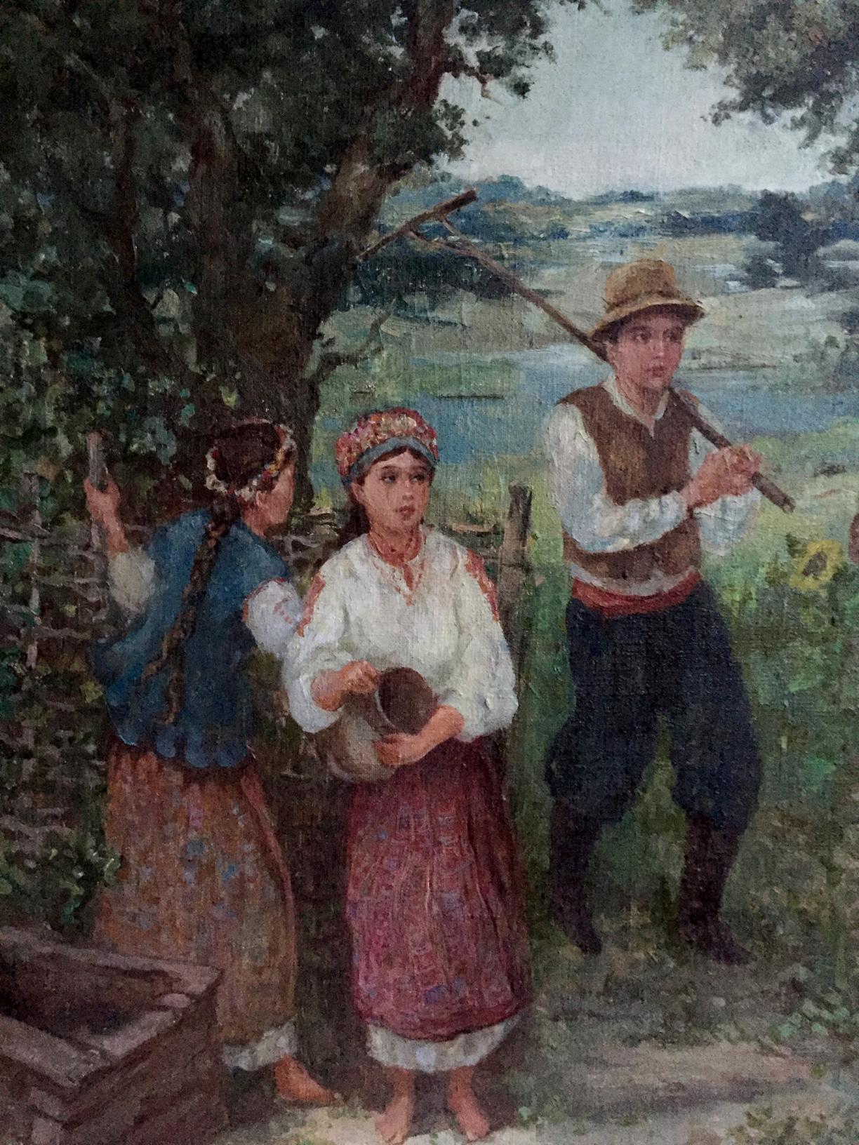 Oil painting Copy of the picture (girl and guy)