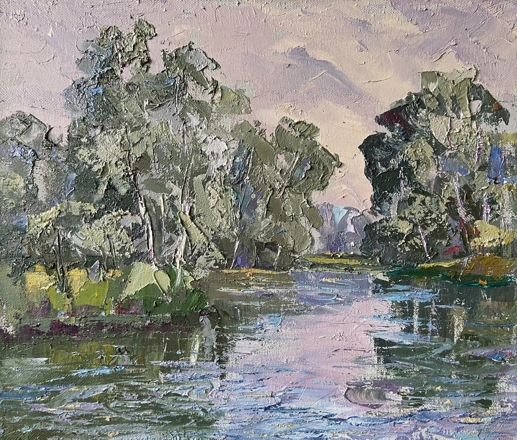 Oil painting Vorskla river Gaponchenko Ivan Ivanovich