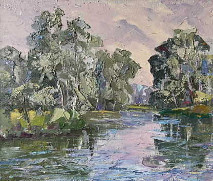Oil painting Vorskla river Gaponchenko Ivan Ivanovich