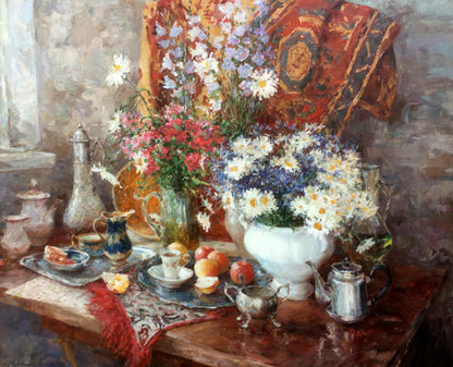 Oil painting Still life with camomiles Mikhailichenko Sergey Viktorovich