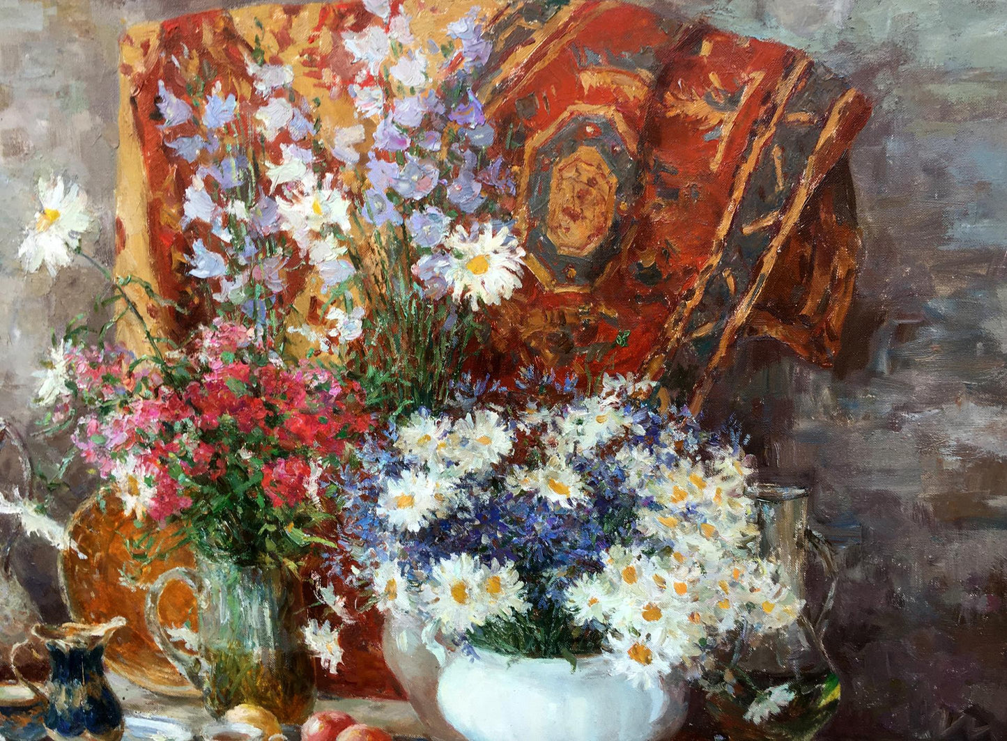 Oil painting Still life with camomiles Mikhailichenko Sergey Viktorovich