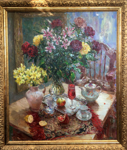 Oil painting Still life with a red glass Mikhailichenko Sergey Viktorovich