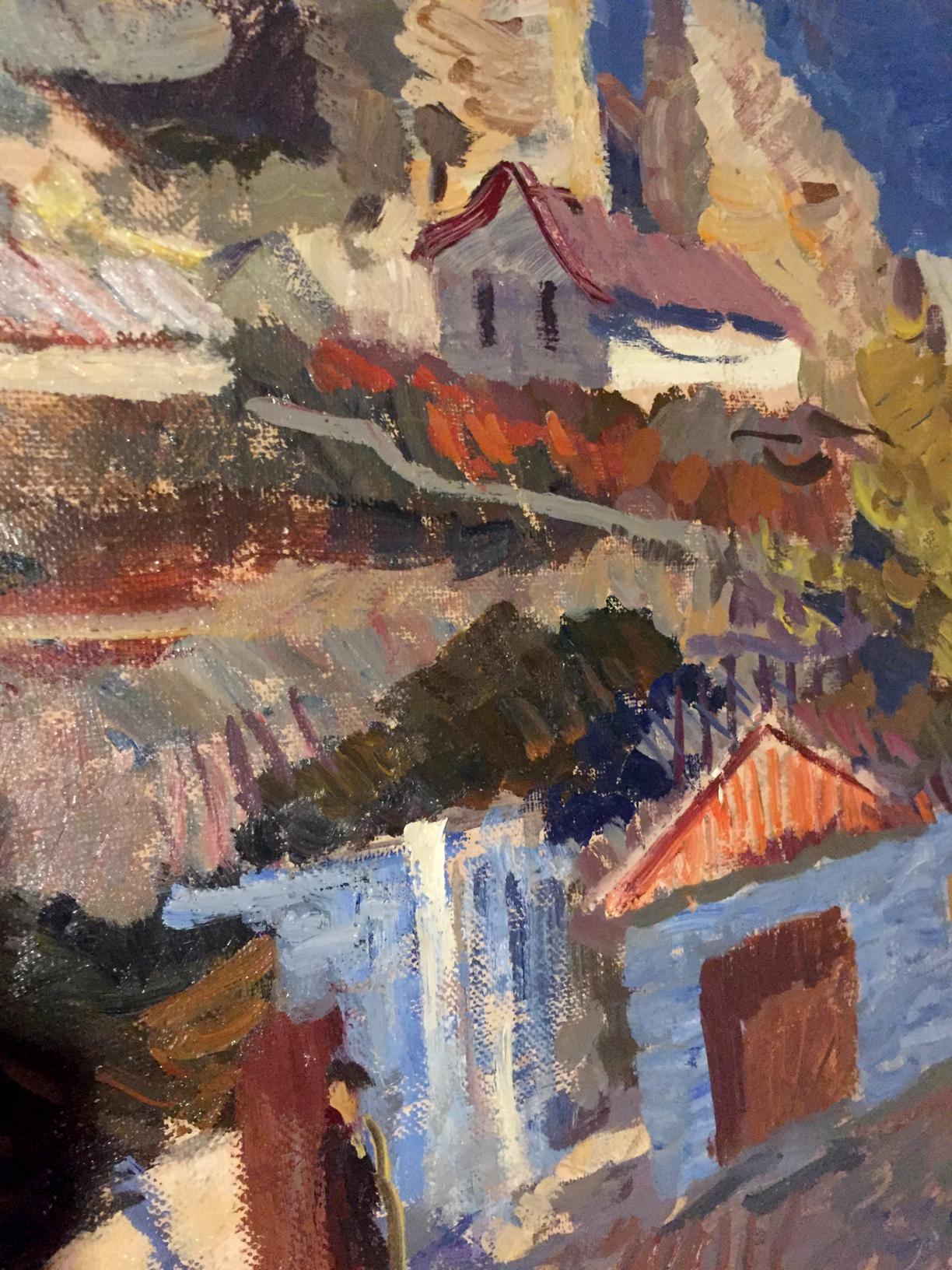 Painting with oil paints Houses on the mountains. Crimea Sergeeva Nina