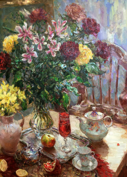 Oil painting Still life with a red glass Mikhailichenko Sergey Viktorovich
