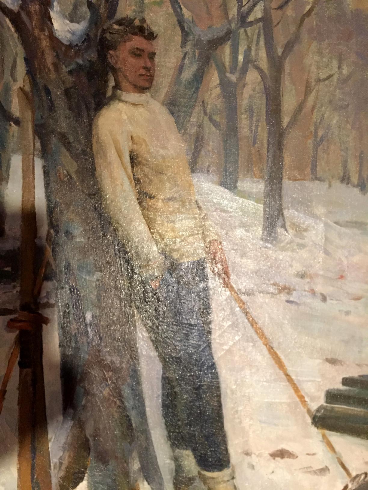 Oil painting People in a winter park Minsky Grigory Semenovich