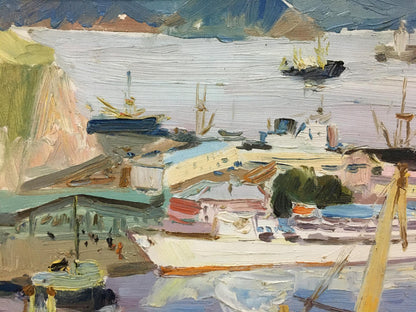 Oil painting Ship port Stolyarenko Petr Kuzmich