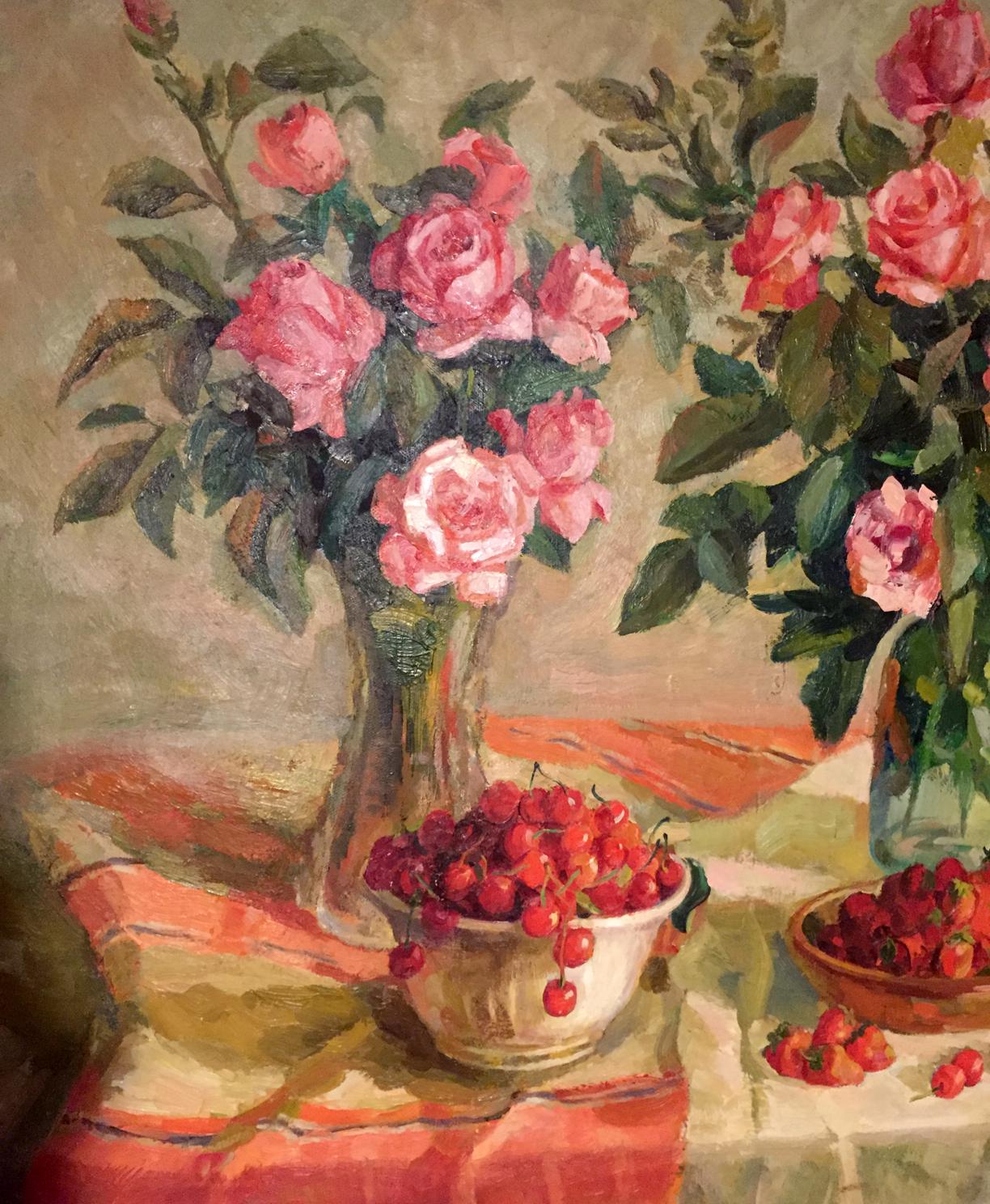 Vladimir Monastyretsky's portrayal of flowers and berries in oil