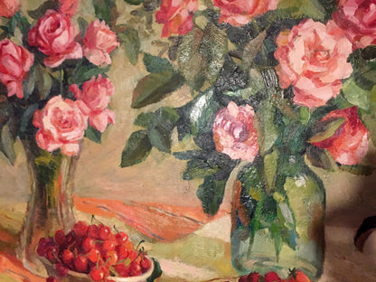 "Flowers and Berries" depicted in oil by Vladimir Monastyretsky