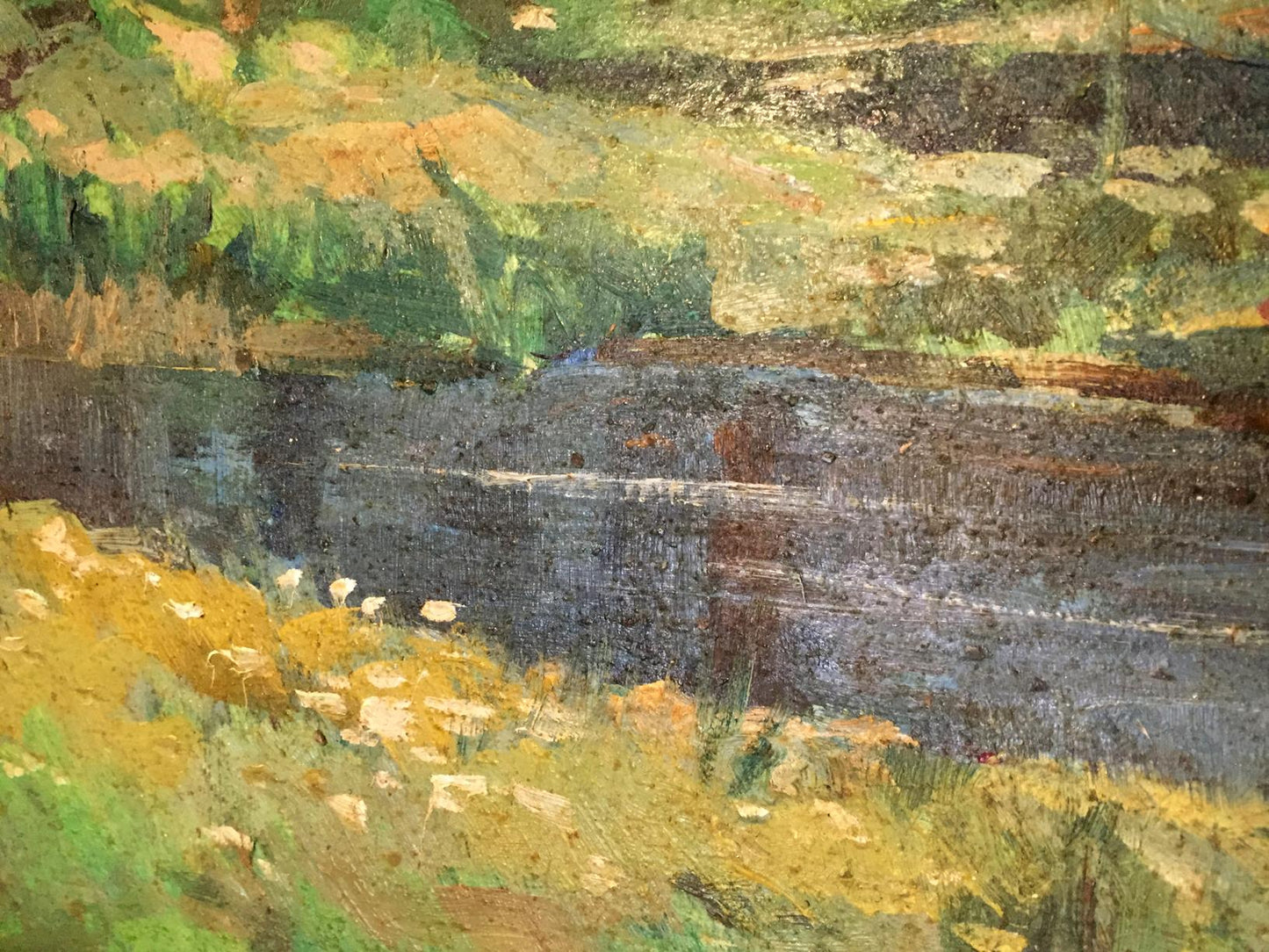 Oil painting Lake in a forest park Unknown artist