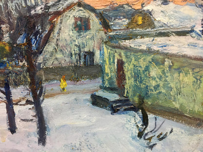 Oil painting Snowy street Gantman Moses Faybovich