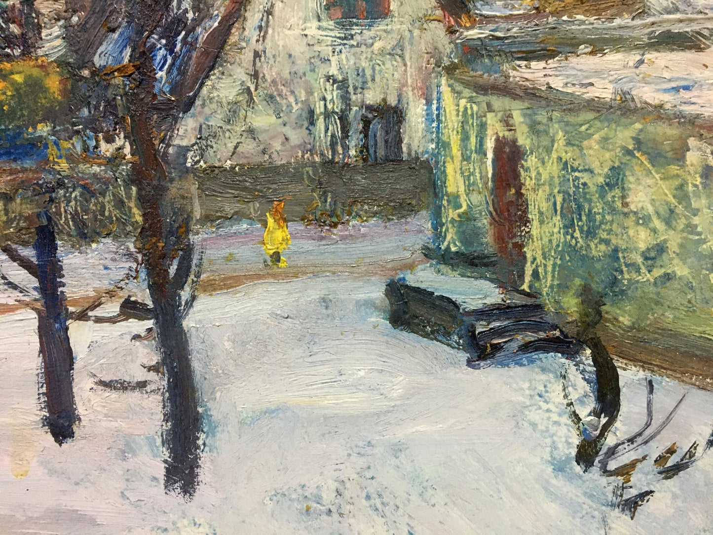 Oil painting Snowy street Gantman Moses Faybovich