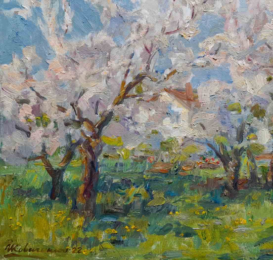 Oil painting morning garden Kovalenko Ivan Mikhailovich