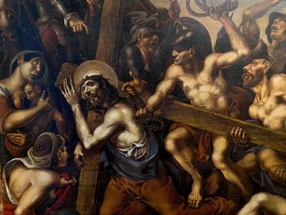 Oil painting Carrying a cross in a crowd Oleg Litvinov