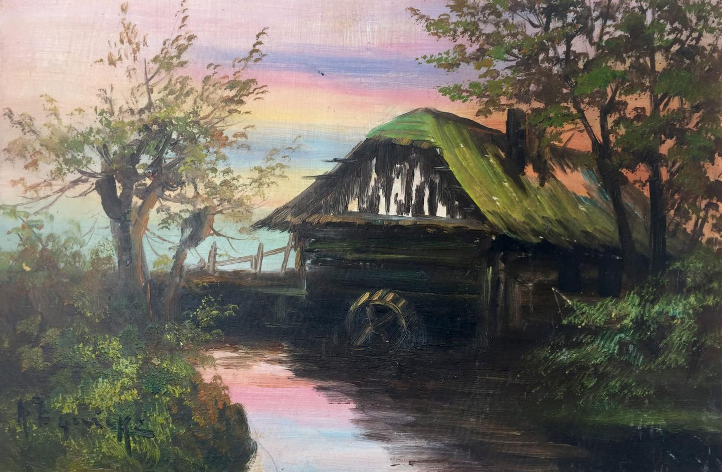 Oil painting House in the swamp