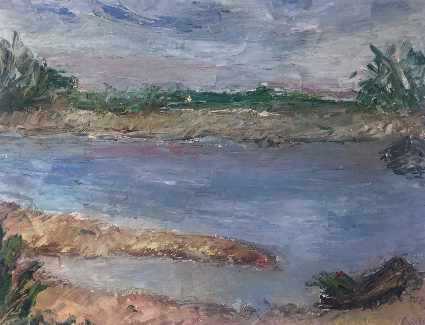 Oil painting River original picture painter