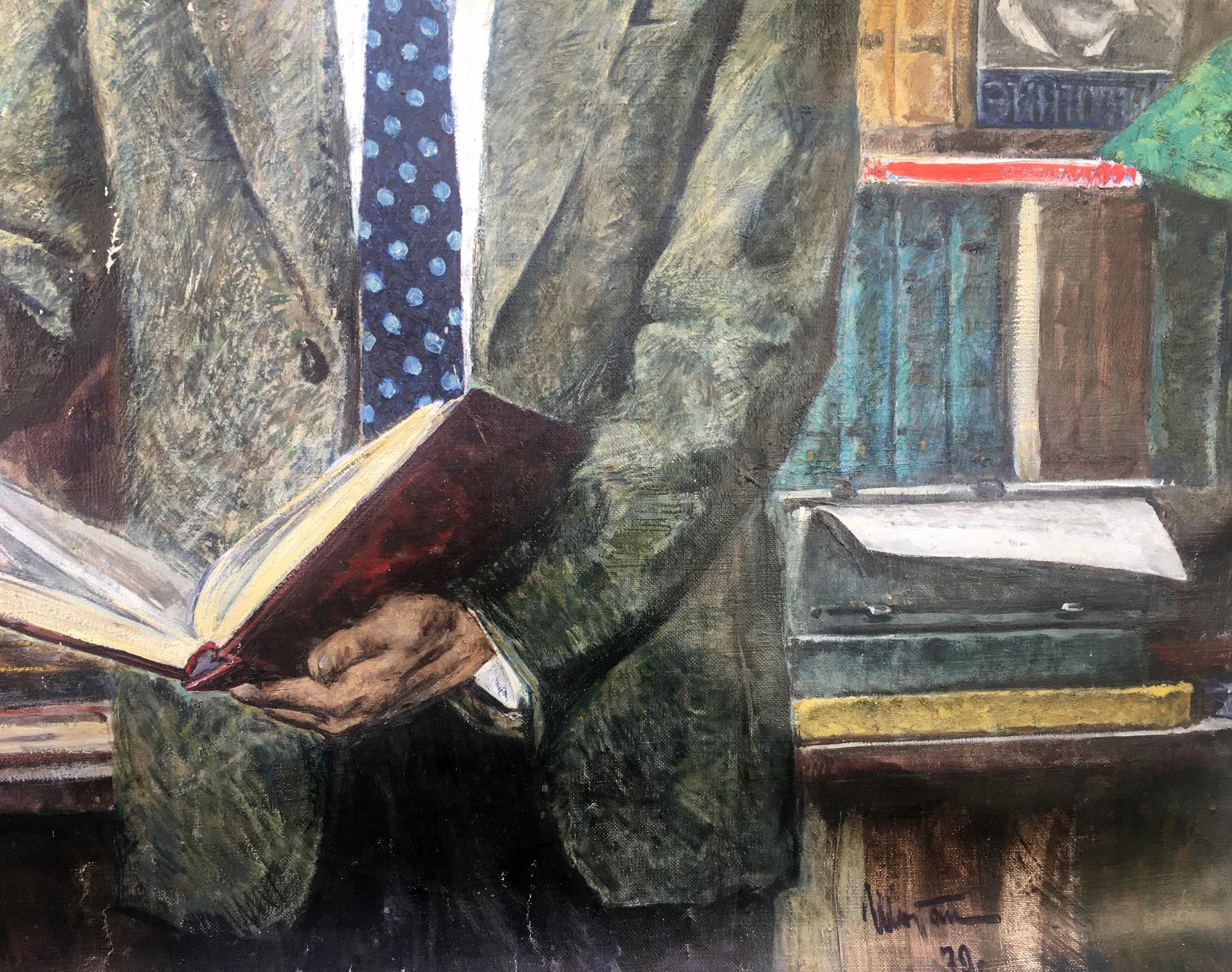 The oil painting by Shostak David Zelmanovich portrays the renowned writer Nathan Rybak