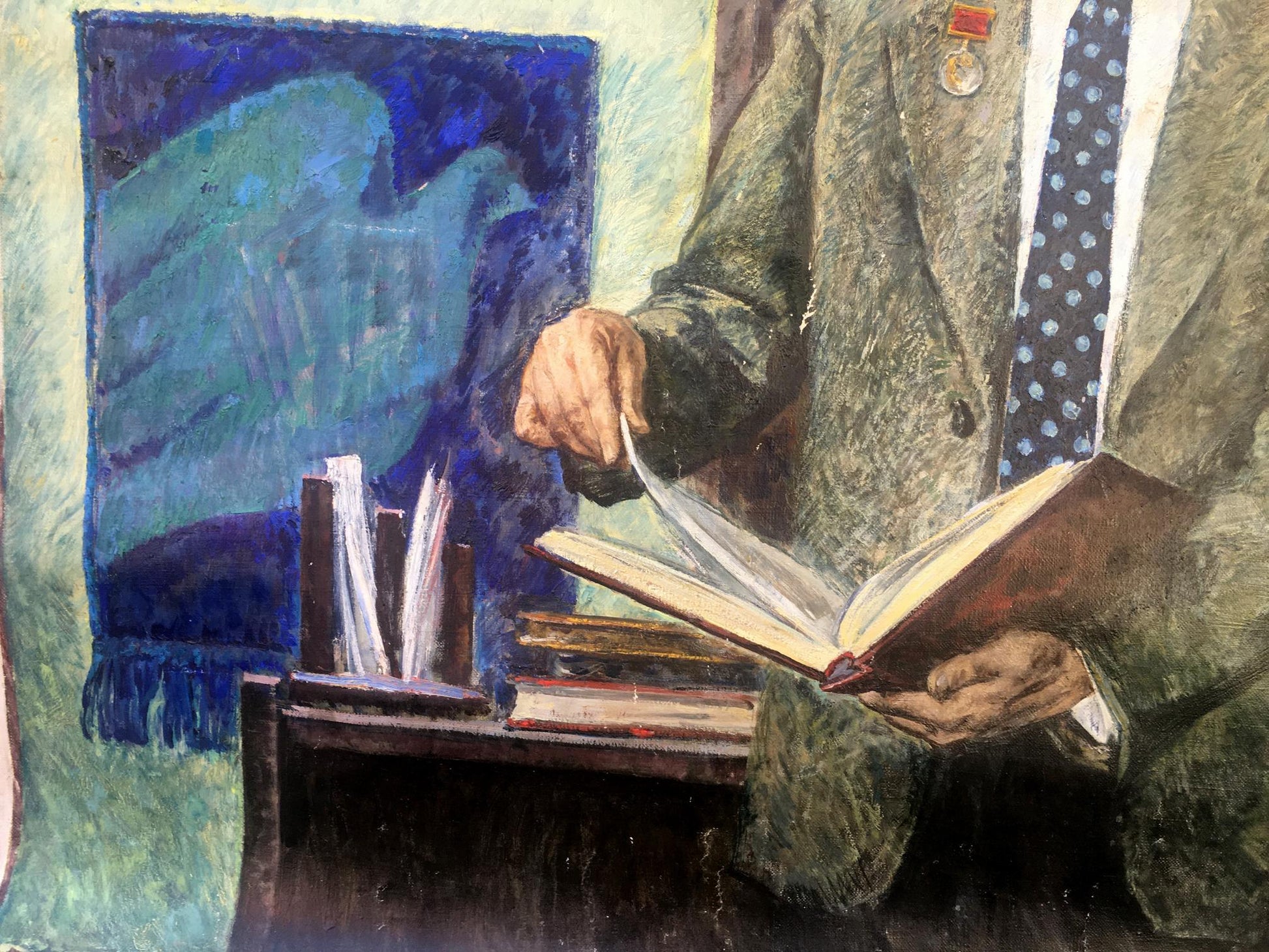 Nathan Rybak is depicted in an oil painting by Shostak David Zelmanovich