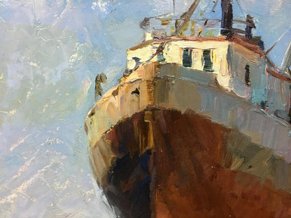 Oil painting Ship in port Osipov Alexander Yakovlevich