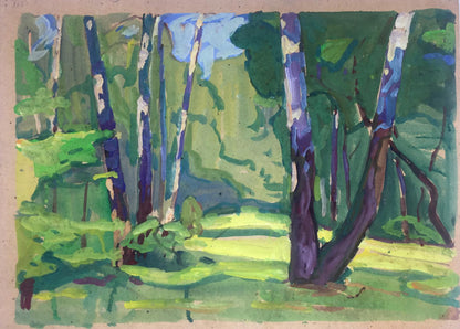 Oil painting Birch Grove original picture painter