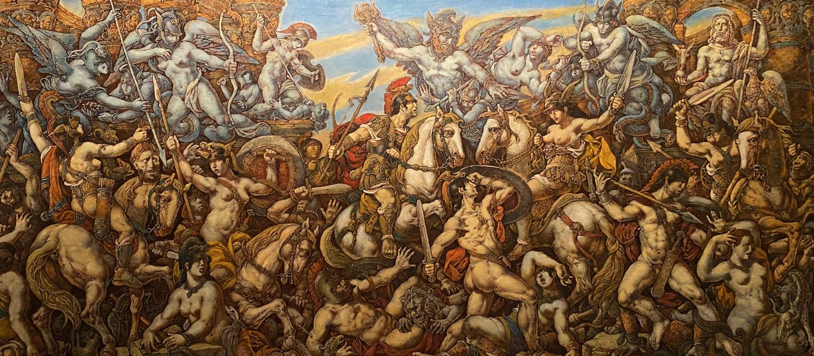 Oil painting Battle with the Amazons Litvinov Oleg Arkad'yevich