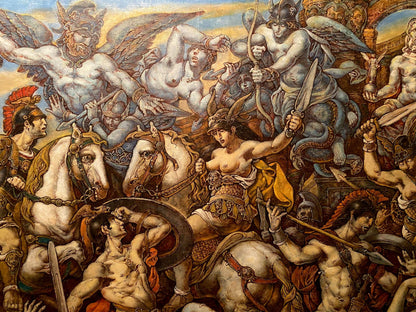 Oil painting Battle with the Amazons Litvinov Oleg Arkad'yevich