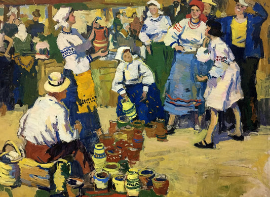 Oil painting On the market Pokulity Konstantin Ivanovich