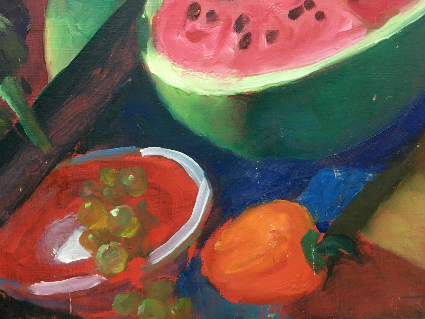 Vladimir Leonidovich Knishevsky's oil painting "Still Life with Watermelons"