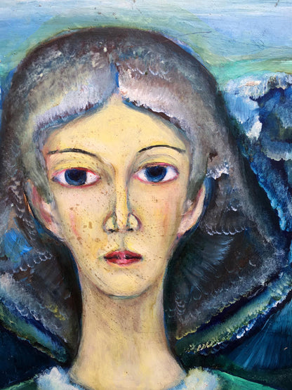 Oil painting Portrait of a girl with beauty waves Vladimir Novikovsky