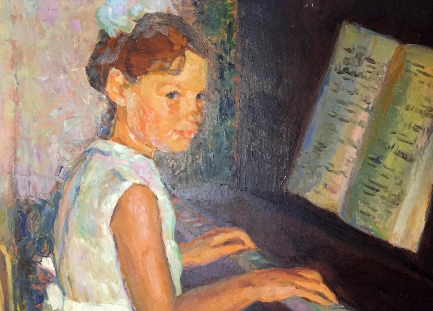 Oil painting Girl at the piano