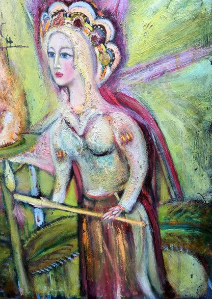 Oil painting Girl and fire Vladimir Novikovsky