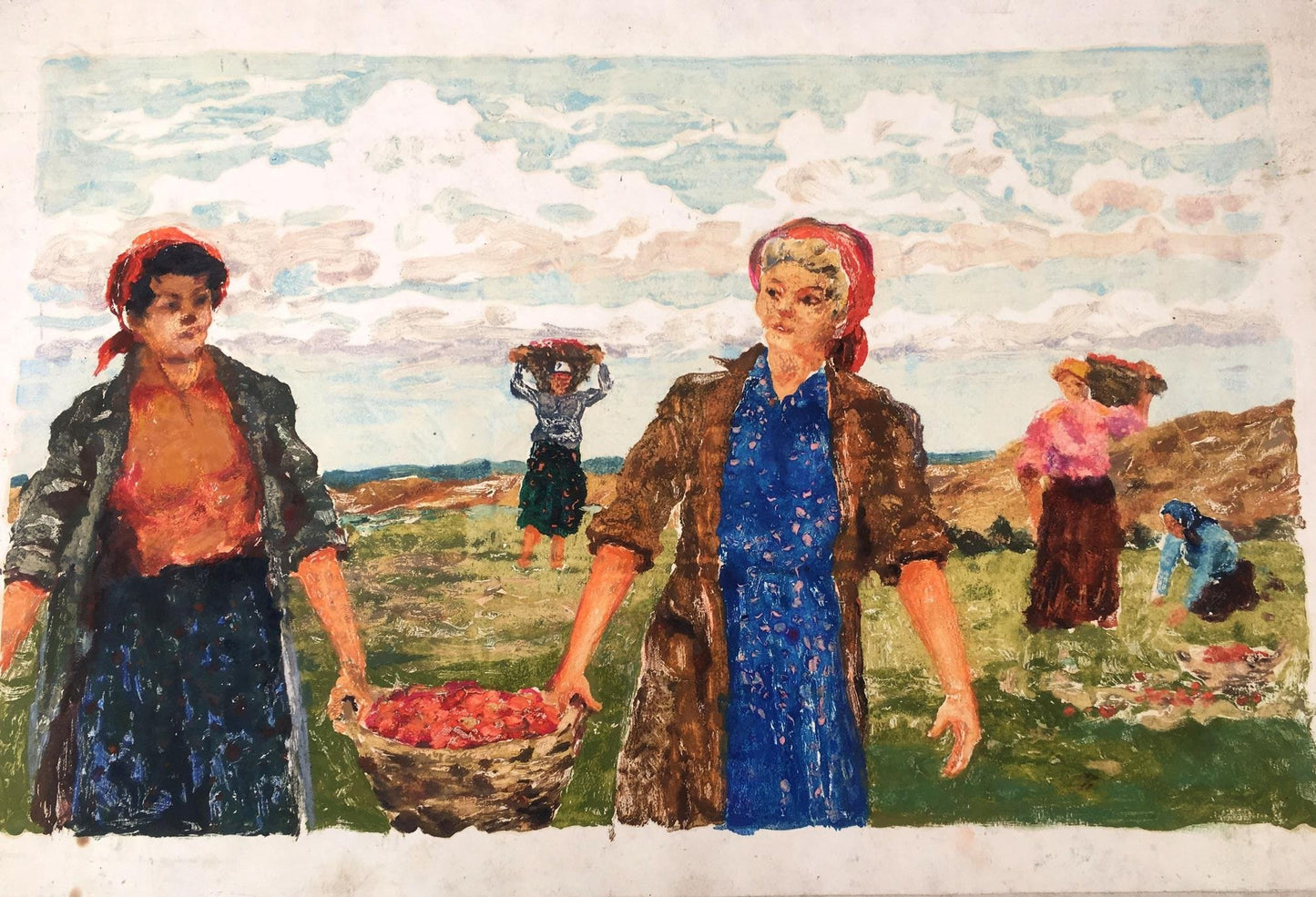 Watercolor painting Harvesting Cherkas A.G.