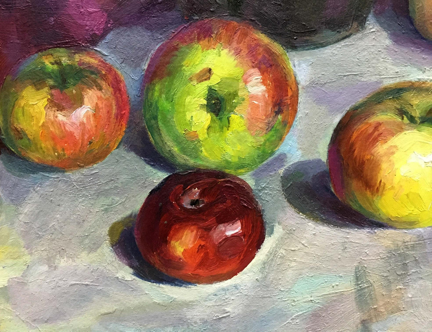 Oil artwork titled "Saved Apple" by Elena Nilovna Yablonskaya