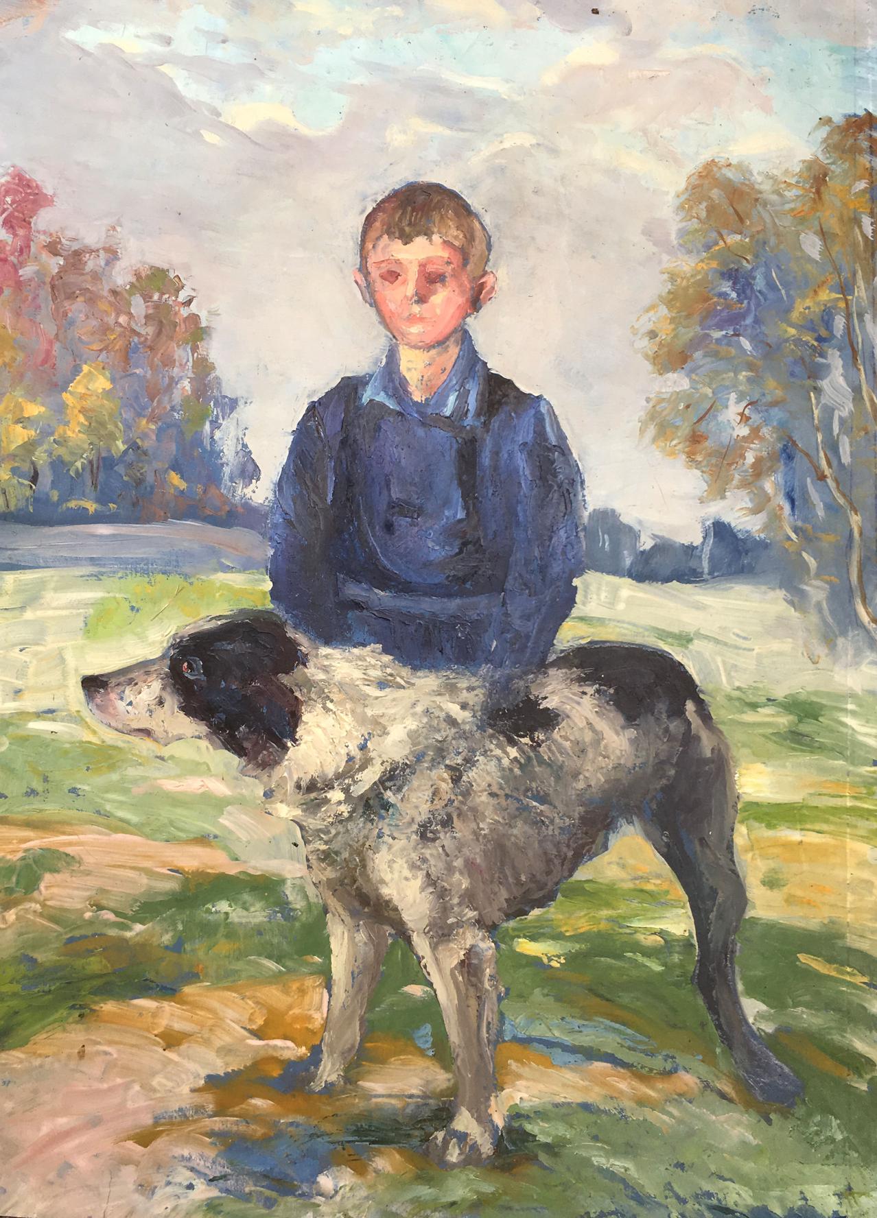 Oil painting Boy with dog Cherkas A.G.