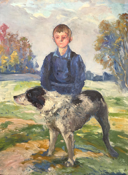 Oil painting Boy with dog Cherkas A.G.