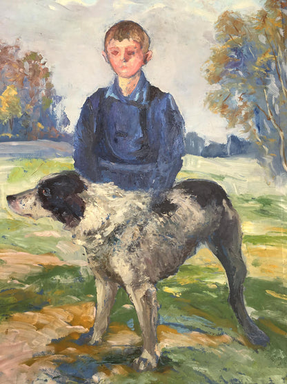 Oil painting Boy with dog Cherkas A.G.