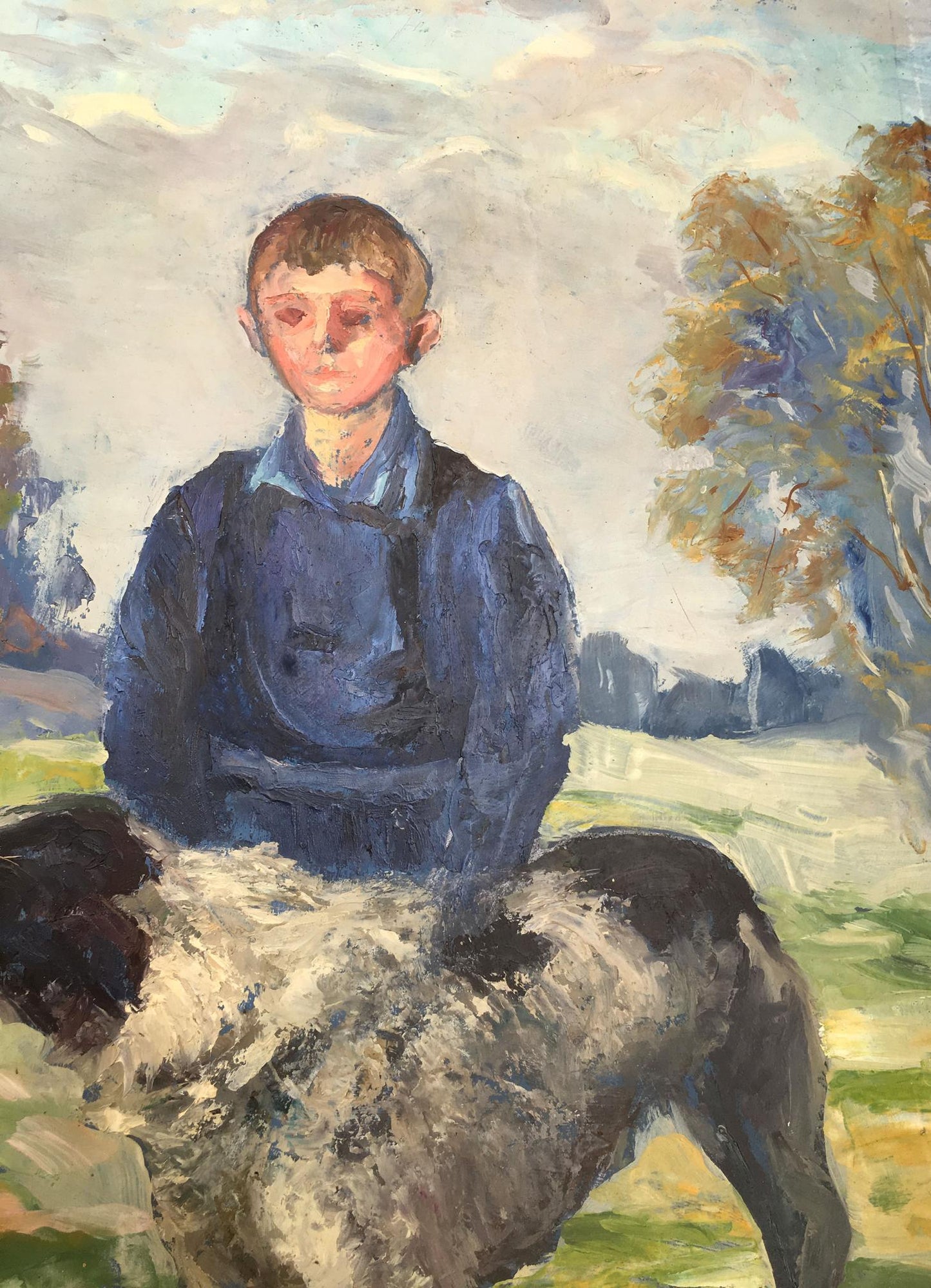 Oil painting Boy with dog Cherkas A.G.