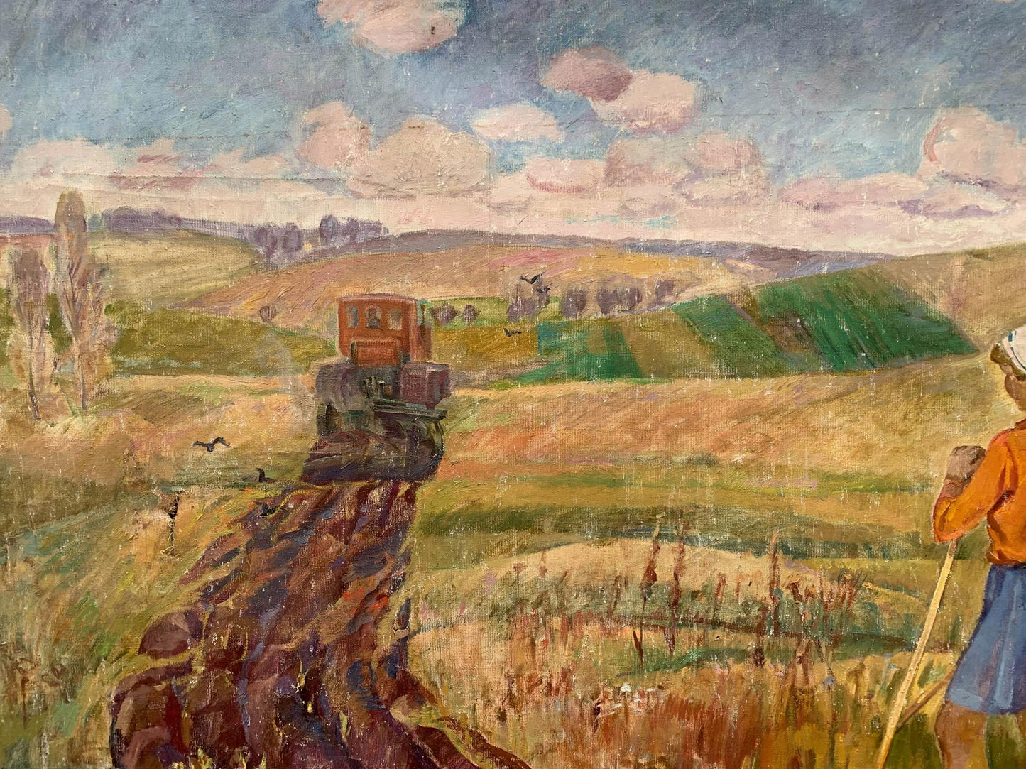 Social realism oil painting Days on the field Barinova-Kuleba Vera Ivanovna