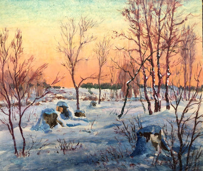 Watercolor painting Winter morning Cherkas A.G.