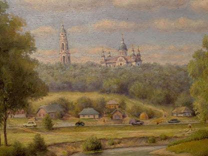 Oil painting Landscape with a monastery Litvinov Arkady Petrovich