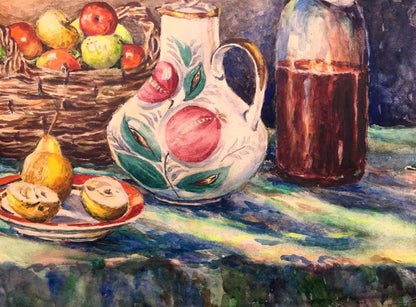 Oil painting by A.G. Cherkas portrays a captivating still life arrangement within a kitchen setting