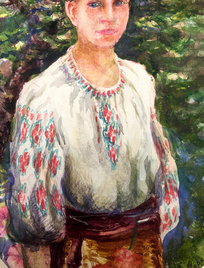 Watercolor painting Portrait of Ukrainian Cherkas A.G.