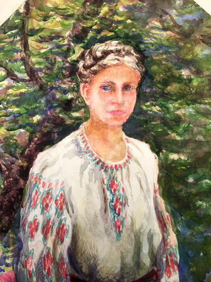 Watercolor painting Portrait of Ukrainian Cherkas A.G.