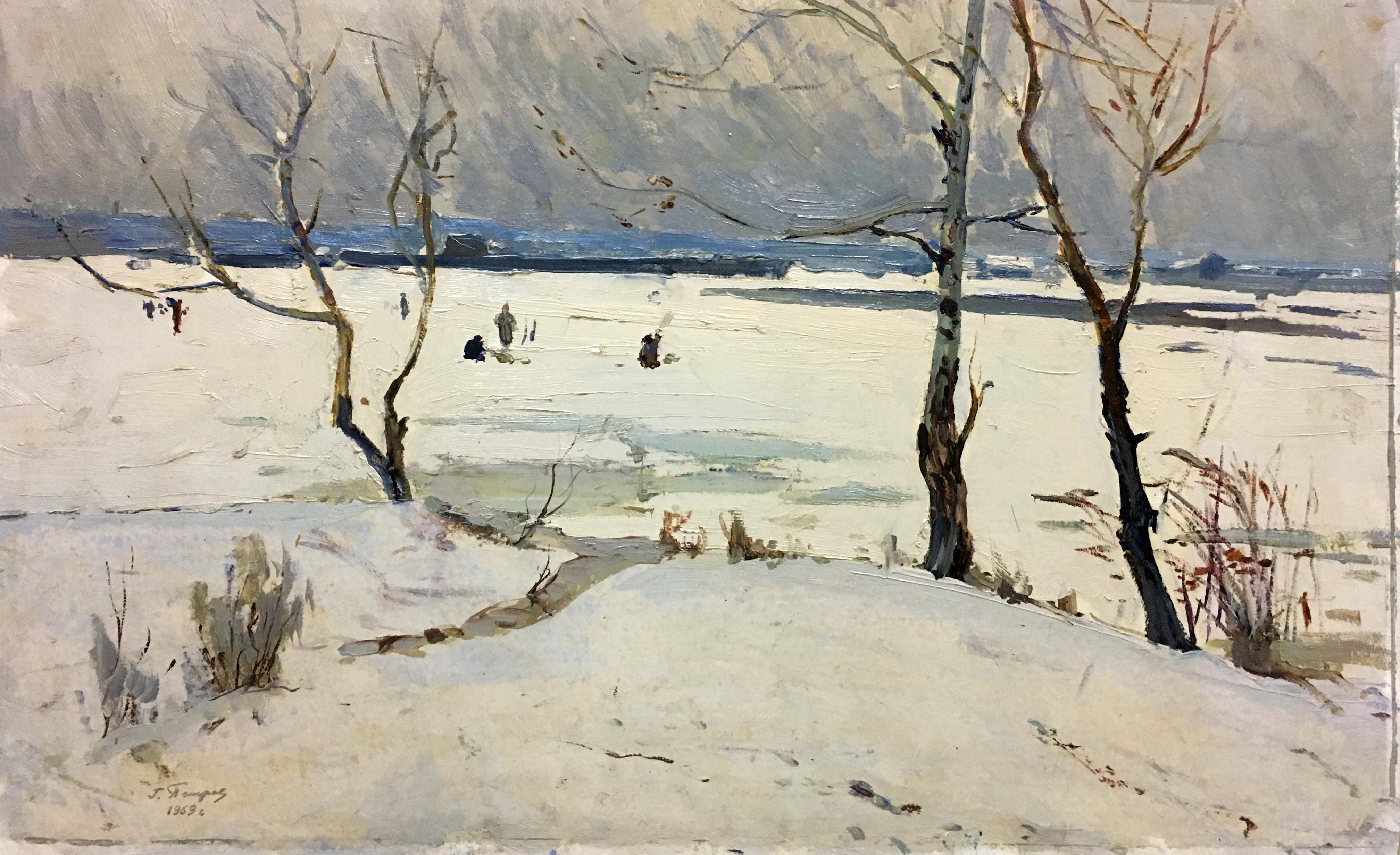 Oil painting Winter park Petrov George Petrovich
