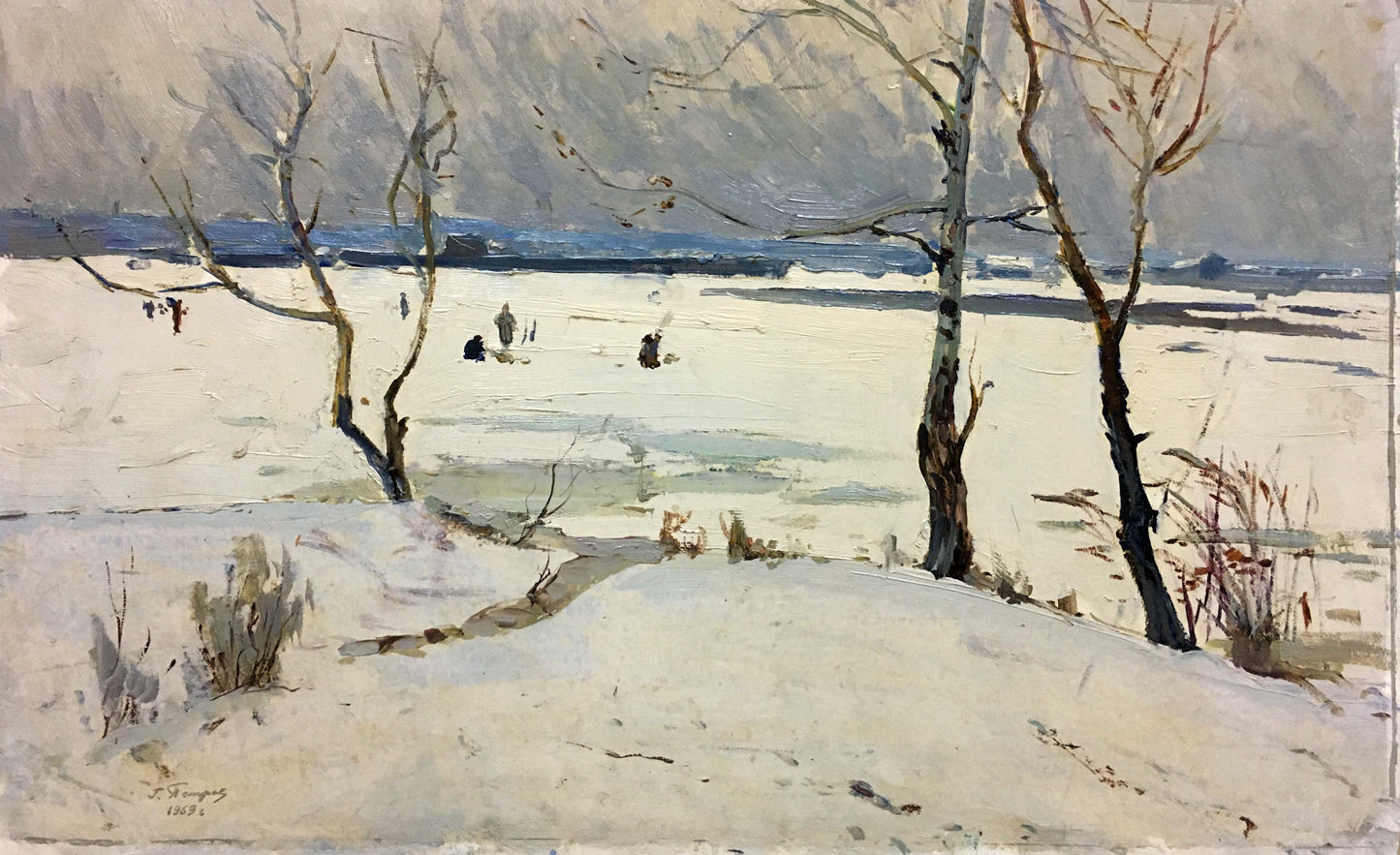 Oil painting Winter park Petrov George Petrovich