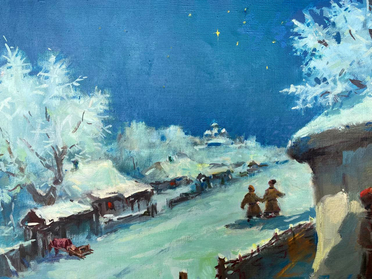 Oil painting Christmas carols Nestor Mitrofanovich Kizenko